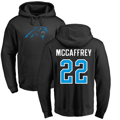 Carolina Panthers Men Black Christian McCaffrey Name and Number Logo NFL Football #22 Pullover Hoodie Sweatshirts->carolina panthers->NFL Jersey
